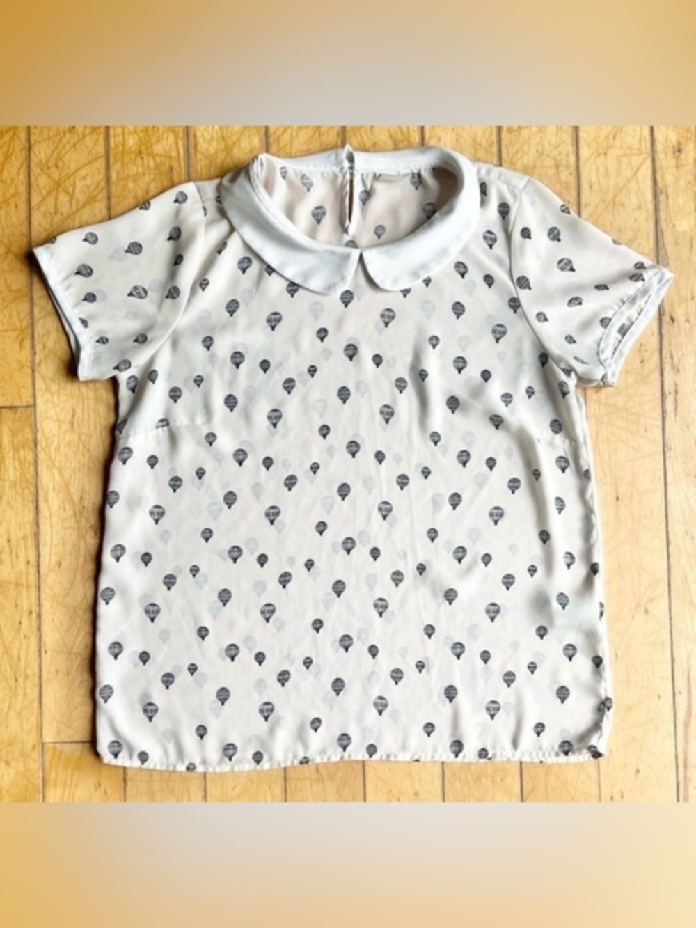 Twik Classic Collared Hot Air Balloon Blouse Size Large